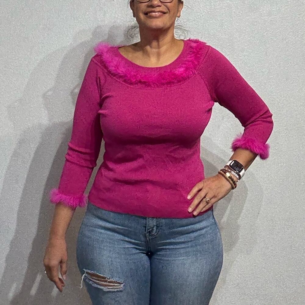 Sweaterworks Magenta Silk Blend Vintage Sweater Sz M